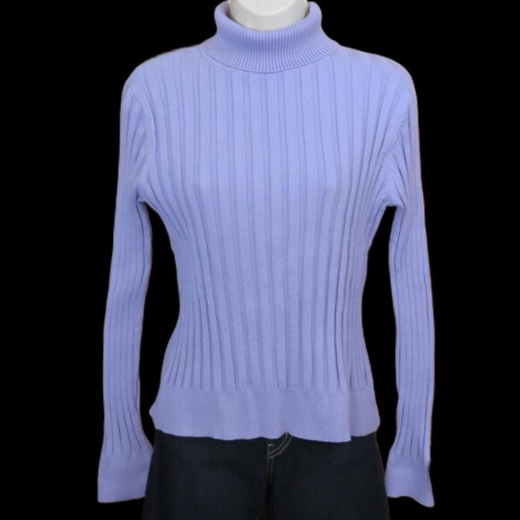 600 West Orchid Ribbed Knit Turtleneck Sweater Medium - Picture 1 of 9